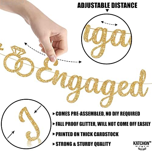KatchOn Glitter Gold Just Engaged Banner 10 Feet