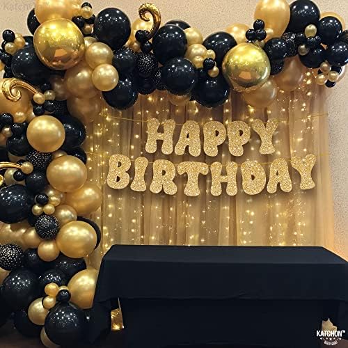 Glitter Gold Happy Birthday Banner - 10 Feet Prestrung