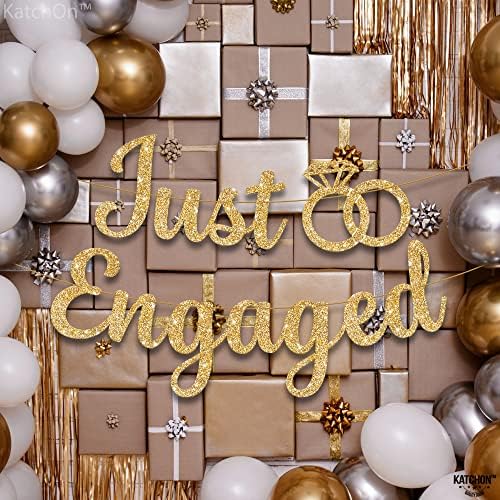 KatchOn Glitter Gold Just Engaged Banner 10 Feet