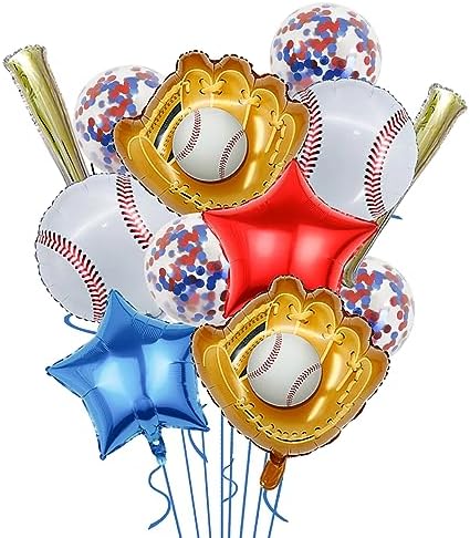 Baseball Themed Foil Balloons with Bat and Glove Decor