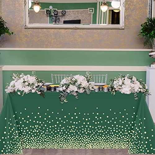 Tudomro Glitter Tablecloth and Sequin Table Runner Set Green Gold