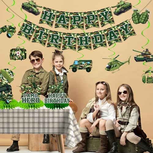 Camo Birthday Decorations for Boys Army Party Supplies