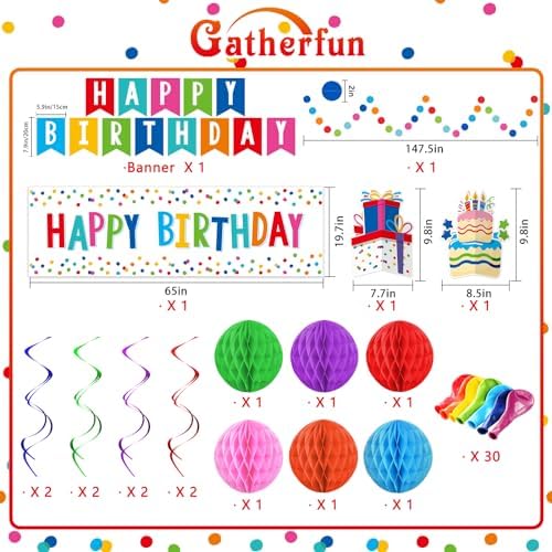 Happy Birthday Decorations Kit with Banner Backdrop Garland Streamers Balloons