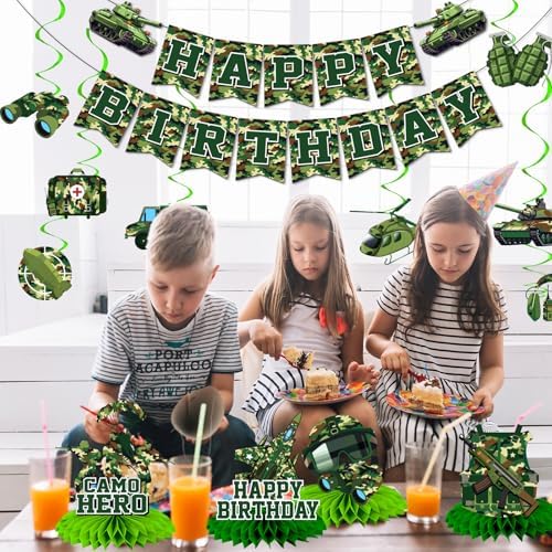 Camo Birthday Decorations for Boys Army Party Supplies