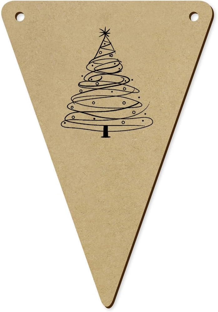 Azeeda 5pc Abstract Christmas Tree Wooden Bunting Flags