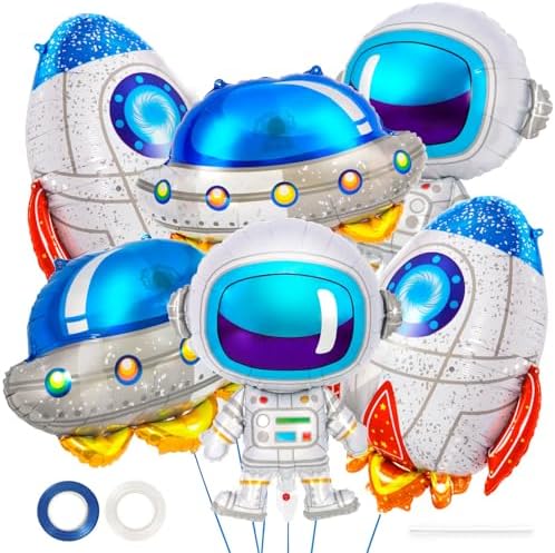 6 Pcs Astronaut UFO Rocket Foil Balloons for Kids