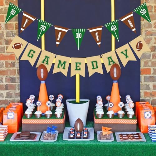 Hooqict Football Party Banner Garland with Triangle Flags