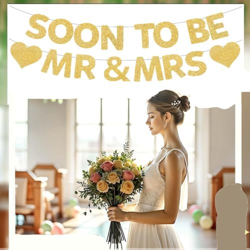 Engagement Bridal Shower Banner with Diamond Ring Hanging Swirls