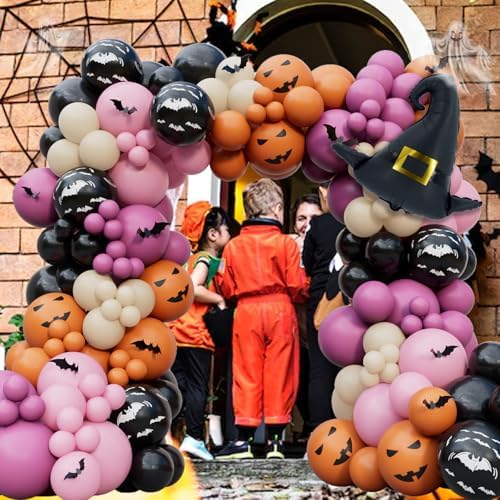196Pcs Halloween Balloons Garland Arch Kit