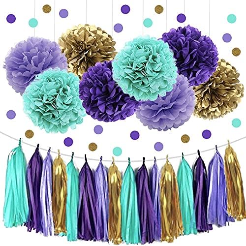 IGUO 30pcs Tissue Paper Pom Poms Garland Decorations
