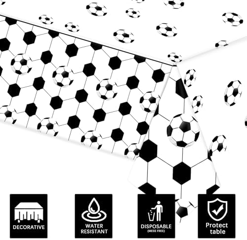 3 Pcs Soccer Party Tablecloths 54x108 Inches Ball Themed Decorations