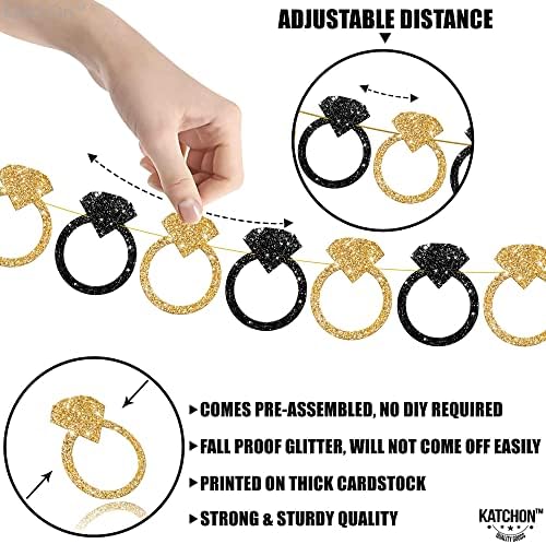 KatchOn Black and Gold Engagement Ring Banner - 10 Feet Pre-Strung