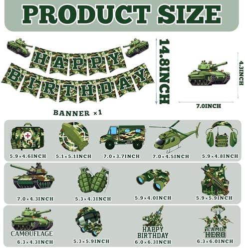 Camo Birthday Decorations for Boys Army Party Supplies