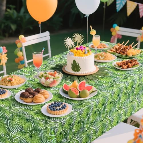 2 Pieces 54x108 Inch Hawaii Palm Leaves Tablecloth Decorations