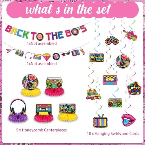 Blosssound 27 Pcs 80s 90s Party Decorations