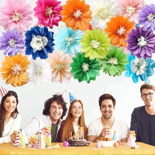 12pcs Tissue Pom Poms Green Wedding Decor
