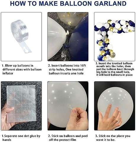 Navy Blue Gold Balloons Garland Kit 120 pcs