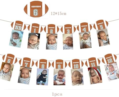 Football Birthday Photo Banner for Boys First Year Celebration