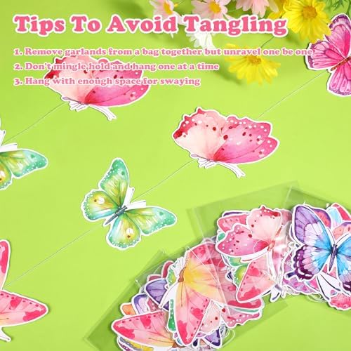 Capoda 8 Pcs Butterfly Decor Garlands for Parties