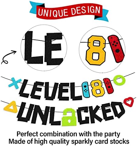 Level 8th Unlocked Birthday Banner Decorations