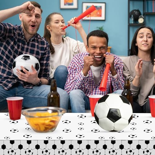 3 Pcs Soccer Party Tablecloths 54x108 Inches Ball Themed Decorations