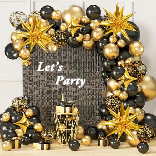 Black and Gold Balloon Arch Kit 126 Pieces