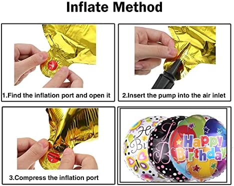 50 Piece Happy Birthday Foil Balloons Set with 12 Designs