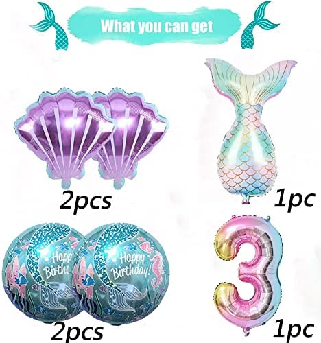 Mermaid Birthday Decor Kit - Foil Balloons with Tail Designs