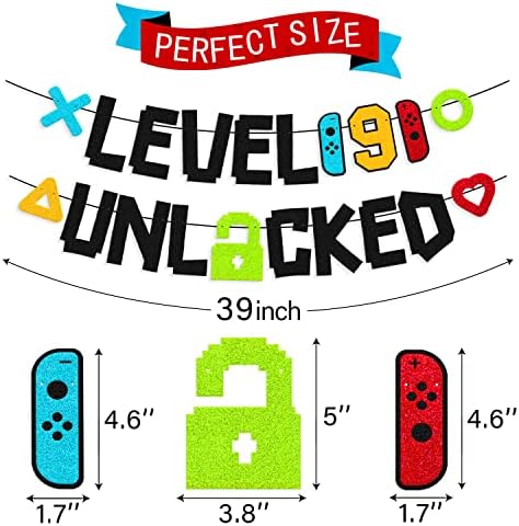 Level 9th Unlocked Birthday Banner Game Themed Decorations