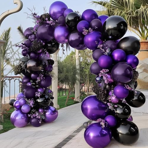 Purple and Black Balloons Garland Arch Halloween Party Decoration Kit