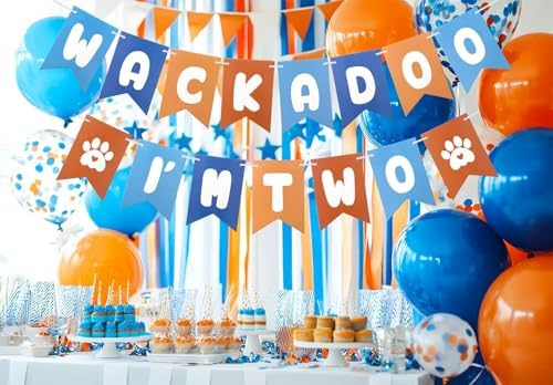 Blue Orange 2nd Birthday Decor Banner Set