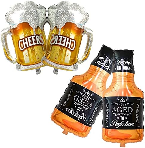 Whiskey Bottle Beer Cup Balloons Set of 4