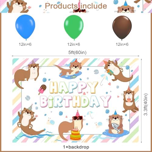 59 Pcs Otter Birthday Party Decor Set