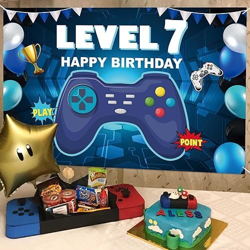 Level 7 Birthday Party Banner Decorations for Kids