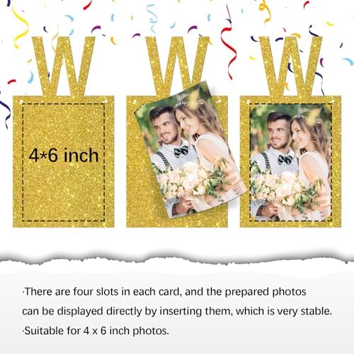 INNORU Engagement Photo Banner with Gold Glitter Letters