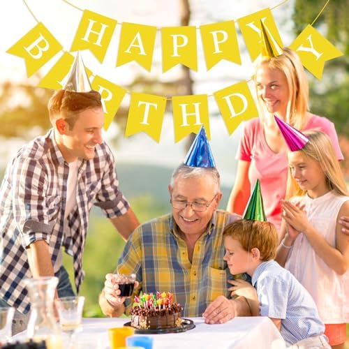 Yellow Happy Birthday Banner Sign for Party Decor