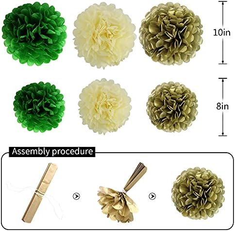 Green Gold Party Decorations 15PCS Set