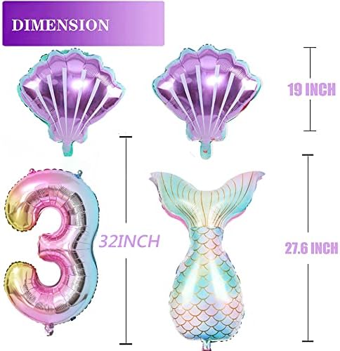 Mermaid Birthday Decor Kit - Foil Balloons with Tail Designs