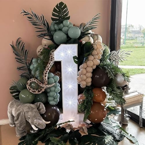 Sage Green Brown Balloon Garland Kit with Jungle Themes