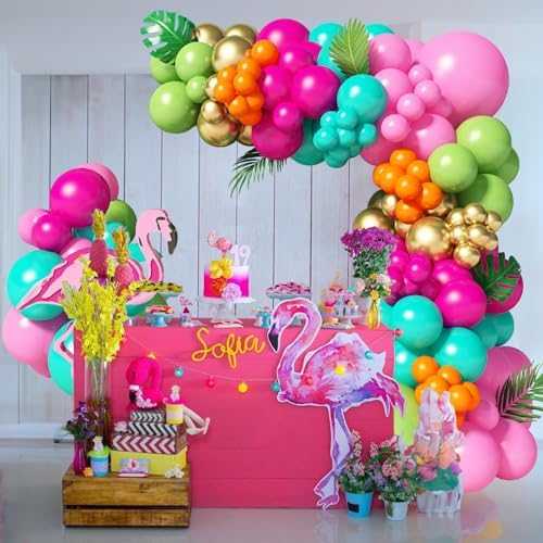138pcs Flamingo Tropical Balloons Arch Garland Kit