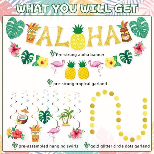 Pre-Strung Hawaiian Aloha Banner Decorations
