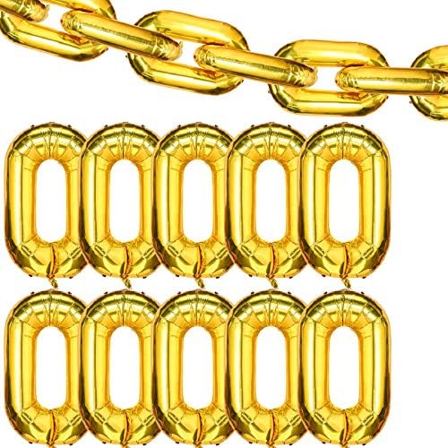 Gejoy 24 Piece 16 Inch Gold Chain Balloons for Hip Hop Parties