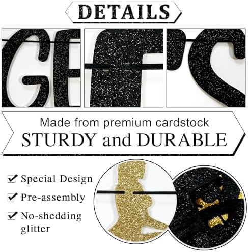 Lets Get Lit Black Gold Glitter Banner