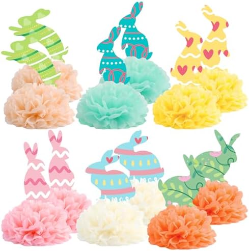 Fonder Mols 12pcs Bunny Tissue Paper Pom Poms Flowers Kit