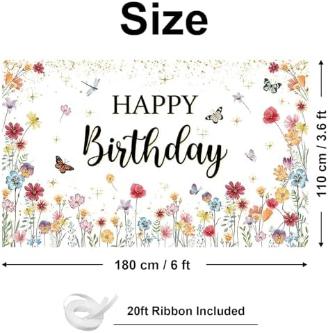 Avezano Wildflower Birthday Banner 6x36ft