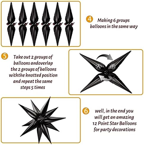 Moukiween 60 Pcs Black Star Balloons for Party Decorations