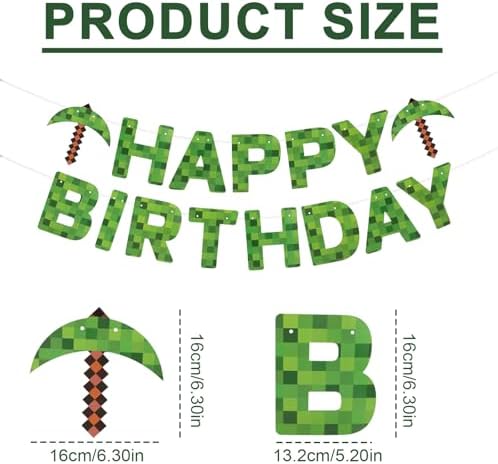 SAVITA Happy Birthday Banner Miner Theme Decor