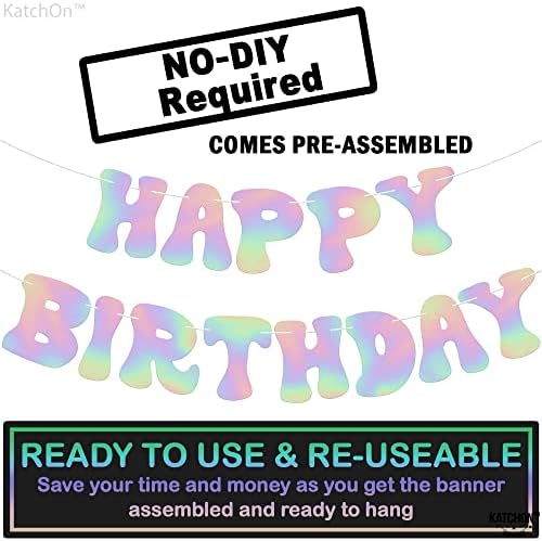 KatchOn Iridescent Happy Birthday Banner - 10 Feet Prestrung
