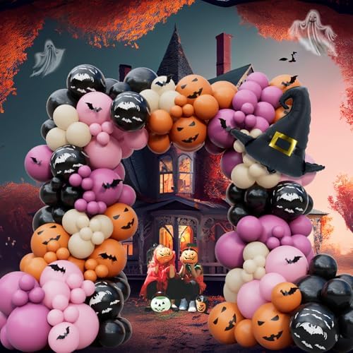196Pcs Halloween Balloons Garland Arch Kit