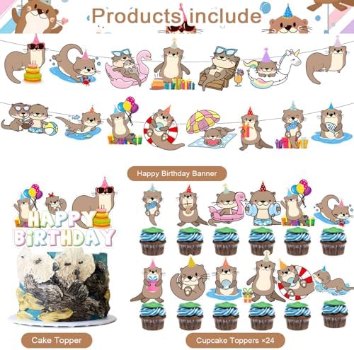 59 Pcs Otter Birthday Party Decor Set